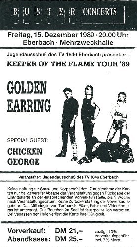Golden Earring Eberbach (Germany) - Mehrzweckhalle December 15, 1989